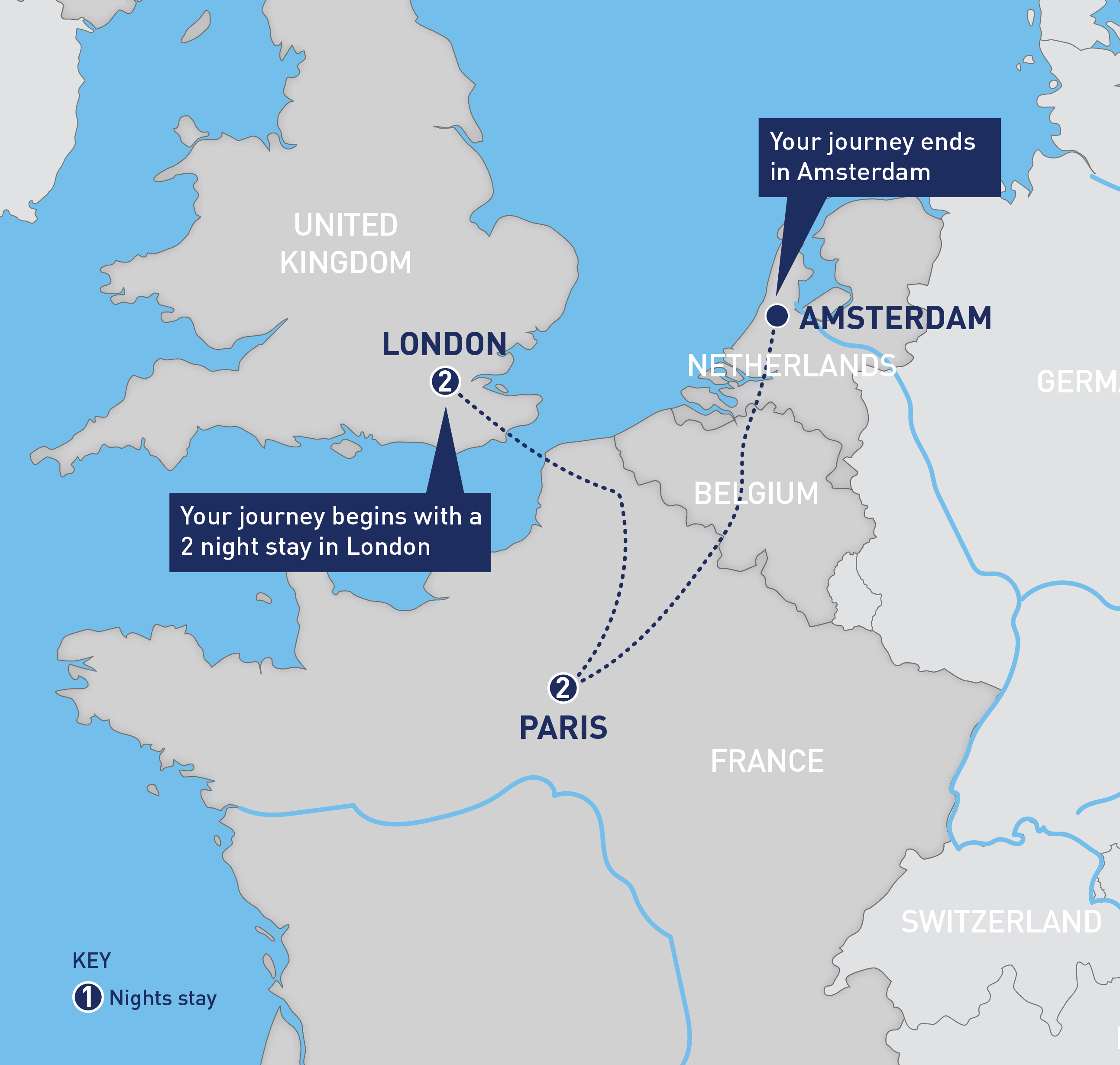 London and Paris to Amsterdam Railbookers