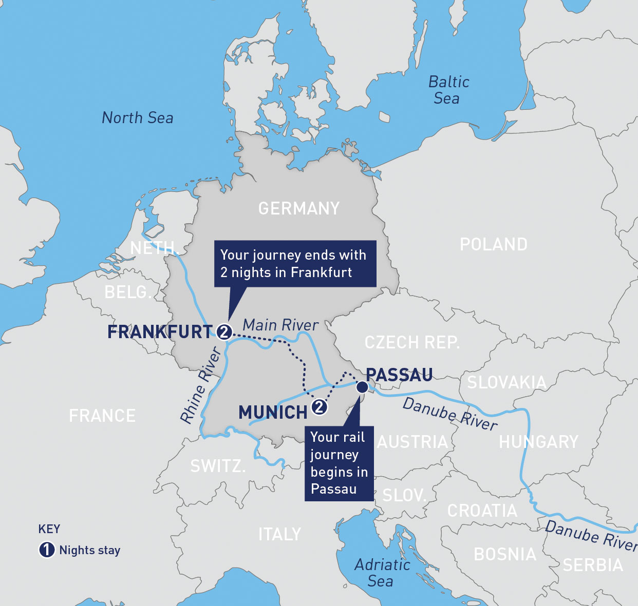 Munich and Frankfurt from Passau Railbookers