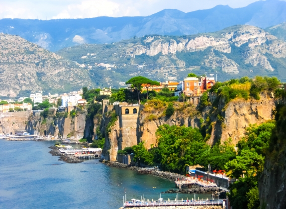 View of the coast in Sorrento, Italy.